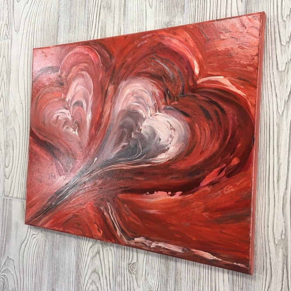 Romantic Hearts Painting Original Artwork Medium Wall Decor - Picture 12 of 16